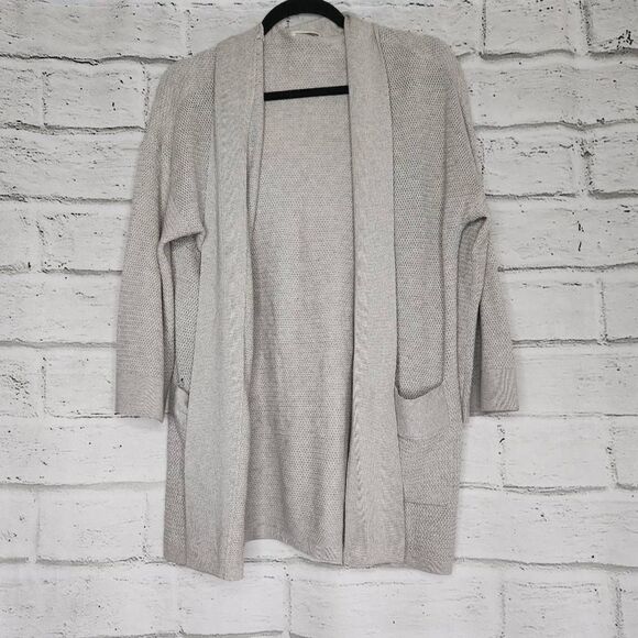 Wilfred Aritzia Silk Cashmere Blend Open Front Knitted Cardigan Gray Size Small - Picture 1 of 11